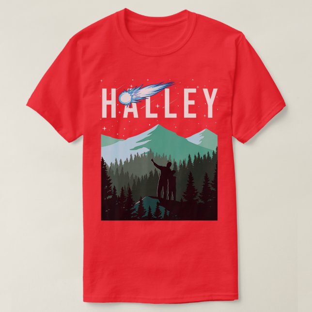 Halleys Comet Night Sky Solar System Space Astrono T-Shirt (Design Front)