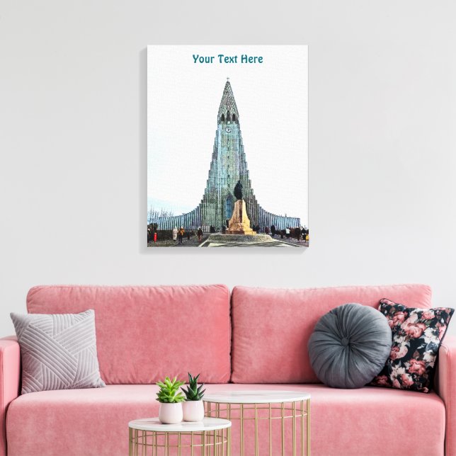 Hallgrímskirkja, Reykjavik Canvas Print (Insitu(LivingRoom))