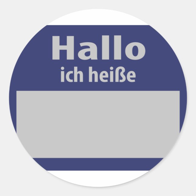 hallo, ich heisse symbol classic round sticker (Front)