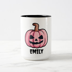 Hallo pumpkin Halloween Personalised name Two-Tone Coffee Mug