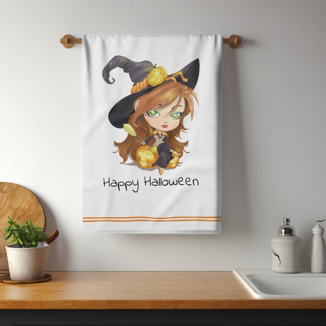 Hallo Queen Cute Witch | Halloween Tea Towel (Creator Uploaded)