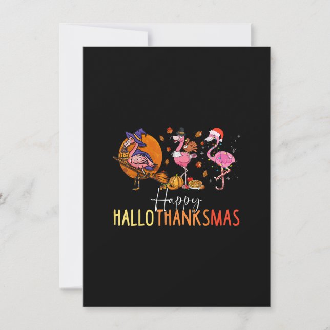 Hallo ThanksMas Flamingo Wizard Hat Turkey Xmas Tr Invitation (Front)