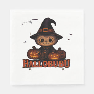 Hallobubu Halloween Cute & Spooky Witch Cat T-Shir Napkin