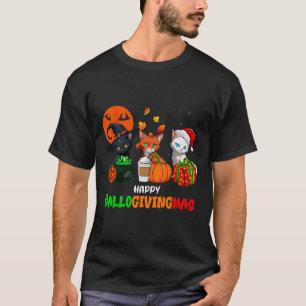 Hallogivingmas Cats Halloween  T-Shirt