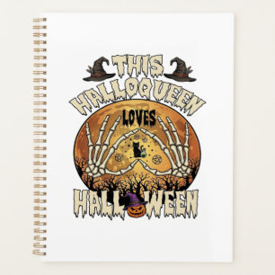 Halloqueen Loves Halloween Skeleton Hands Black Ca Planner
