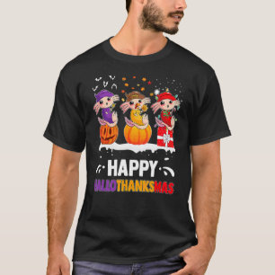 Hallothanksmas Axolotl Fish Halloween Thanksgiving T-Shirt