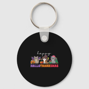 Hallothanksmas Cats _ Uni-adults, Uni-kids, Black, Key Ring