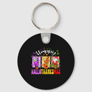 Hallothanksmas Coffee Latte Halloween Thanksgiving Key Ring