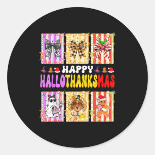 Hallothanksmas Coquette Bow Halloween Thanksgiving Classic Round Sticker
