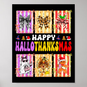 Hallothanksmas Coquette Bow Halloween Thanksgiving Poster