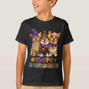 Hallothanksmas Corgi Dogs Halloween Christmas Pump T-Shirt