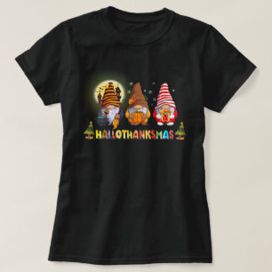 Hallothanksmas Cute Gnomes Fall Halloween T-Shirt