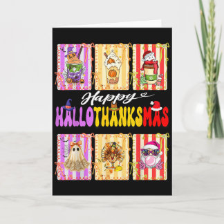 Hallothanksmas Cute Turkey Santa Halloween Thanksg Card