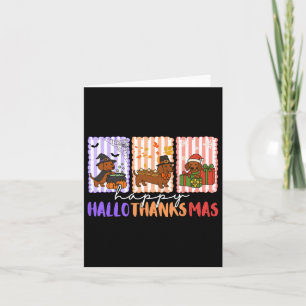Hallothanksmas Dachshund Halloween Thanksgiving Ch Card
