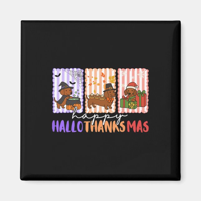 Hallothanksmas Dachshund Halloween Thanksgiving Ch Magnet (Front)