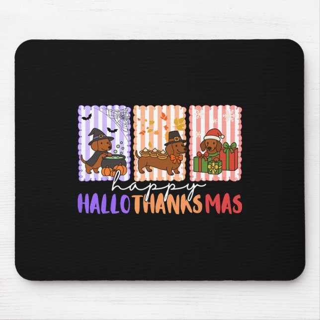 Hallothanksmas Dachshund Halloween Thanksgiving Ch Mouse Pad (Front)