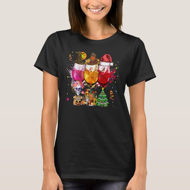Hallothanksmas Drinking Team Fall Themed Drinking  T-Shirt (Front)