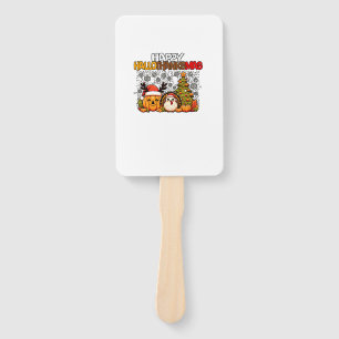 HalloThanksMas Funny Cute Halloween Thanksgiving C Hand Fan
