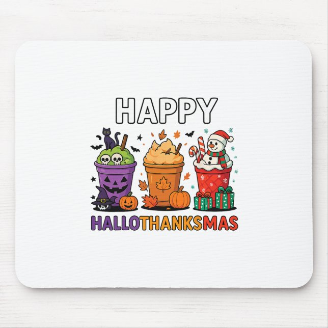 Hallothanksmas Funny Halloween Thanksgiving Christ Mouse Pad (Front)