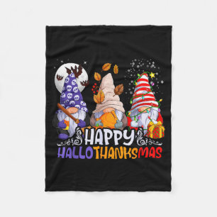 Hallothanksmas Gnomes Halloween Thanksgiving Chris Fleece Blanket