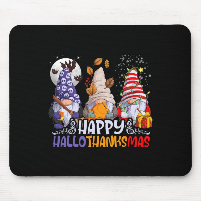 Hallothanksmas Gnomes Halloween Thanksgiving Chris Mouse Pad (Front)