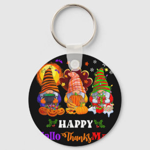 Hallothanksmas Gnomes Halloween Thanksgiving Merry Key Ring