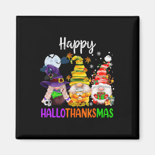 Hallothanksmas Gnomes Halloween Thanksgiving Merry Magnet
