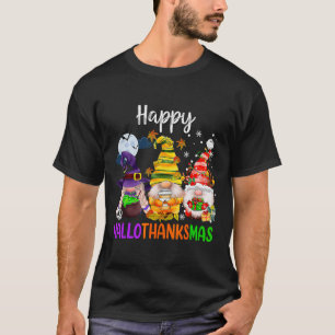 Hallothanksmas Gnomes Halloween Thanksgiving Merry T-Shirt