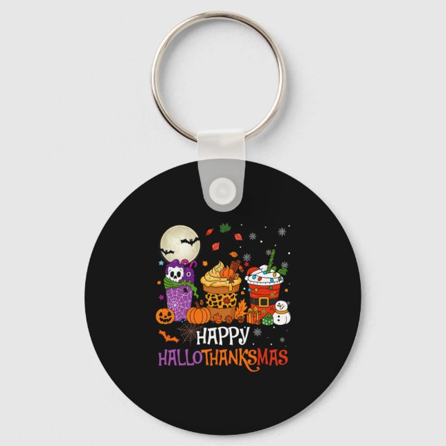 Hallothanksmas Halloween Thanksgiving Christmas Co Key Ring (Front)