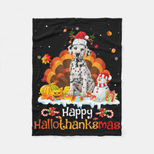 Hallothanksmas Halloween Thanksgiving Christmas Da Fleece Blanket