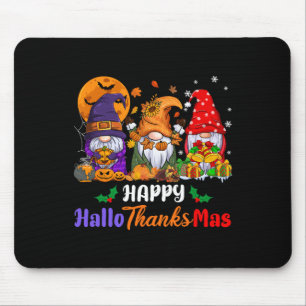 Hallothanksmas Halloween Thanksgiving Christmas Gn Mouse Pad