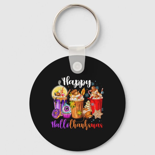 Hallothanksmas Halloween Thanksgiving Christmas  Key Ring (Front)