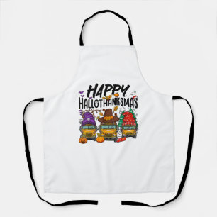 HalloThanksMas Halloween Thanksgiving Christmas Sc Apron