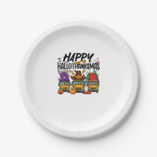 HalloThanksMas Halloween Thanksgiving Christmas Sc Paper Plate