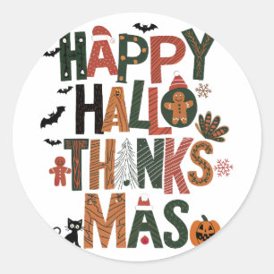 HalloThanksMas Perfect Holiday Gift Fun Festive Classic Round Sticker