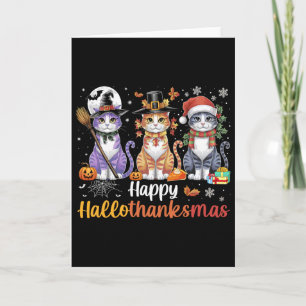 Hallothanksmas Shirt Cats Halloween Thanksgiving C Card