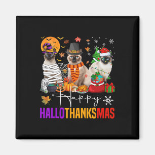 Hallothanksmas Siamese Cat Halloween Thanksgiving  Magnet