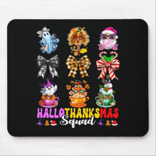 Hallothanksmas Squad Funny Halloween Thanksgiving Mouse Pad