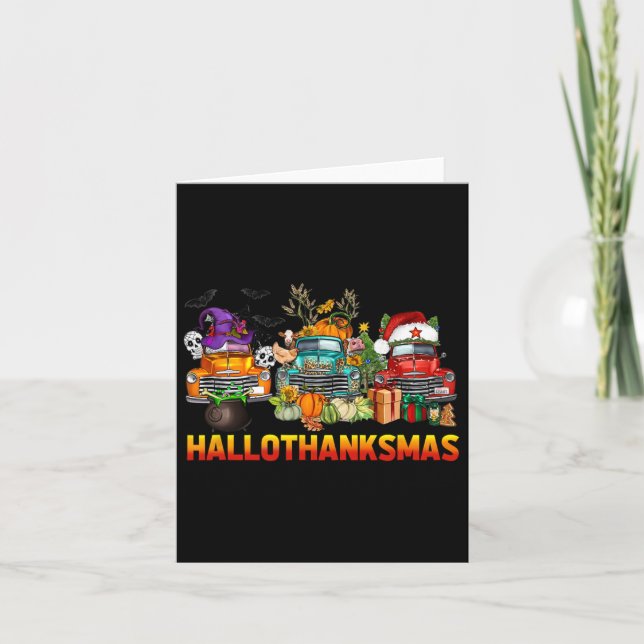 Hallothanksmas Trucks Halloween Thanksgiving Chris Card (Front)