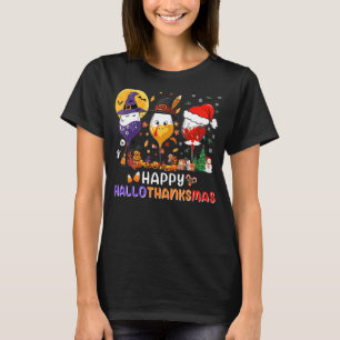 Hallothanksmas Wine Glass Halloween Thanksgiving C T-Shirt