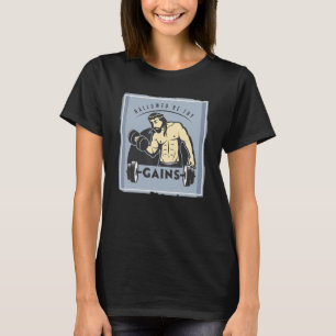 Hallowed Be Thy Gains Muscle Jesus Weight Lifting T-Shirt