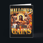 Hallowed Be Thy Gains Vintage Funny Gym Meme Jesus Card<br><div class="desc">Hallowed Be Thy Gains Vintage Funny Gym Meme Jesus Christian</div>