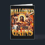 Hallowed Be Thy Gains Vintage Funny Gym Meme Jesus Card<br><div class="desc">Hallowed Be Thy Gains Vintage Funny Gym Meme Jesus Christian</div>