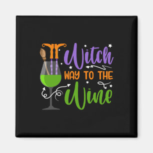 Hallowee Witches Witch way to the wine Costume  Magnet