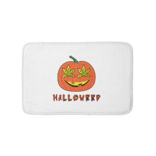 Halloweed Funny Hippie Pumpkin Halloween Bath Mat