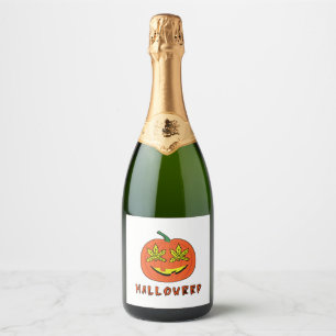 Halloweed Funny Hippie Pumpkin Halloween Sparkling Wine Label