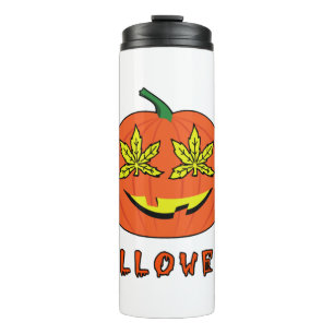 Halloweed Funny Hippie Pumpkin Halloween Thermal Tumbler