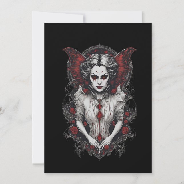 Halloween 13 vampire,b, scary monster, horror,  invitation (Front)