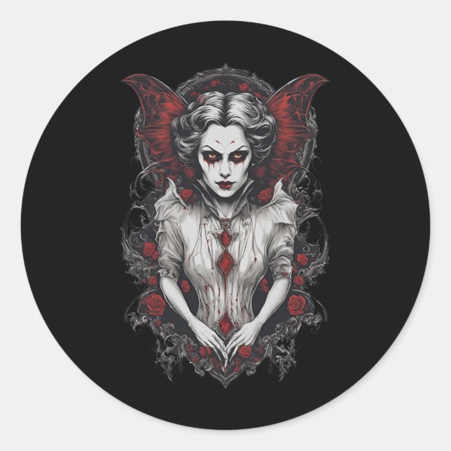 Halloween 13 vampire, horror, terrifying vampire,1 classic round sticker (Front)