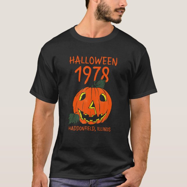 Halloween 1978 Holiday Spooky Gift Myers Pumpkin H T-Shirt (Front)